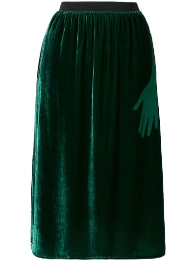 Shop Mm6 Maison Margiela Hand-detail Midi Skirt In Green