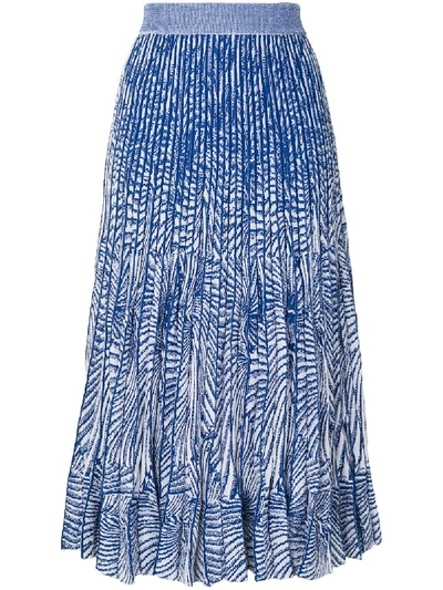 Shop Baum Und Pferdgarten Cyrilla Tiger Shell-pattern Pleated Skirt In Blue