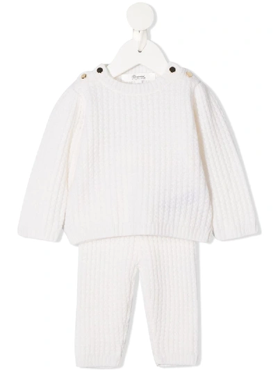 Shop Bonpoint Cable-knit Two-piece Tracksuit In Neutrals