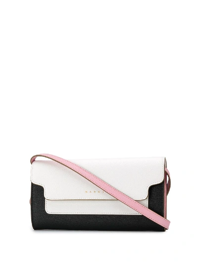 Shop Marni Compartments Leather Crossbody Bag In Pink