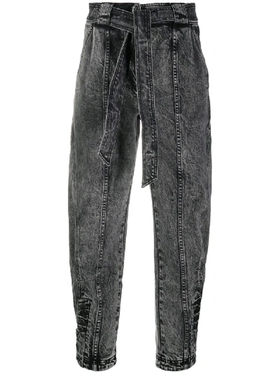 Shop Ulla Johnson Tie-waist Tapered Jeans In Grey