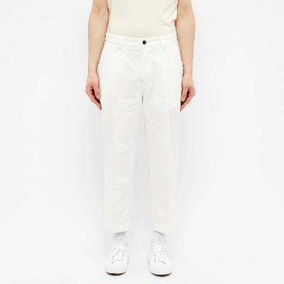 Shop Albam Garment Dyed Ripstop Pleated Trouser In White