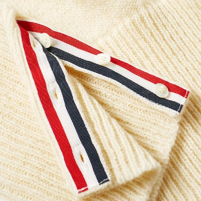 Shop Thom Browne 4 Bar Shetland Crew Knit In White
