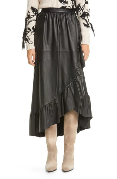 Shop Zimmermann Ladybeetle Leather Midi Wrap Skirt In Black
