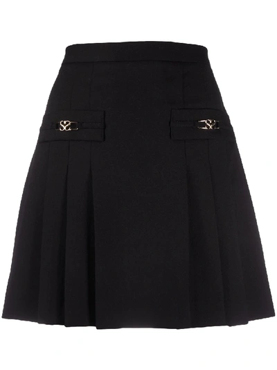 Shop Sandro Pleated Mini Skirt In Black