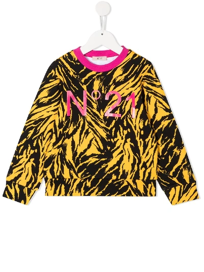 Shop N°21 Tiger-print Logo Sweatshirt In Black