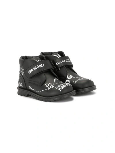 Shop Dolce & Gabbana Logo-print Ankle Boots In Black