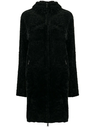 Shop Giorgio Brato Shearling Zip-up Coat In Black