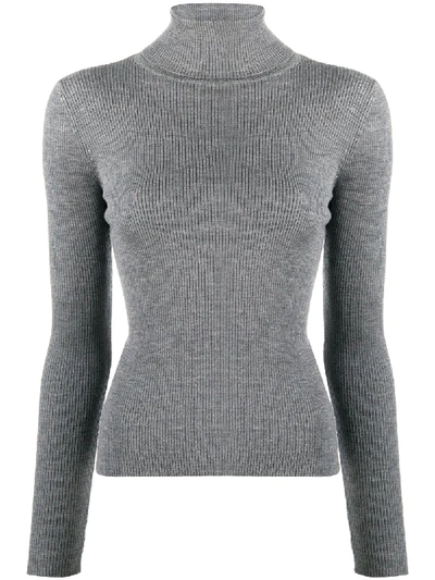 Shop Pinko Ribbed-knit Roll-neck Jumper In Grey
