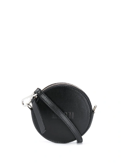 Shop Msgm Round Leather Bag In Black