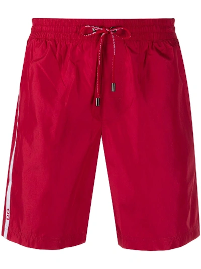 Shop Dolce & Gabbana Drawstring-waist Swim Shorts In Red