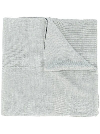 Shop Diesel Intarsia Knit Logo Scarf In Grey