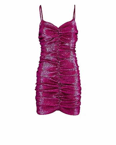 Shop Area Metallic Ruched Mini Dress In Pink-drk