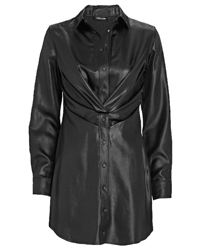 Shop Rta Vivienne Faux Leather Shirt Dress In Black