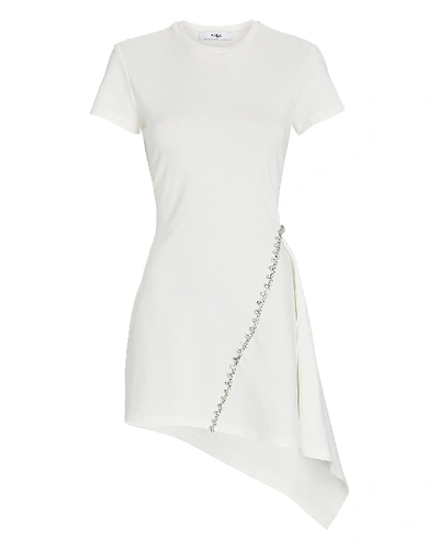 Shop Area Crystal-embellished Asymmetrical Mini Dress In White