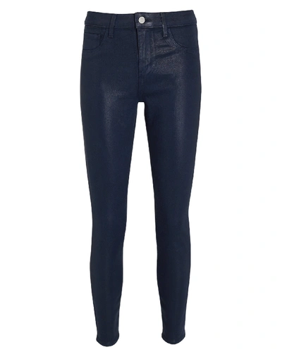 Shop L Agence Margot Coated Skinny Jeans In Navy