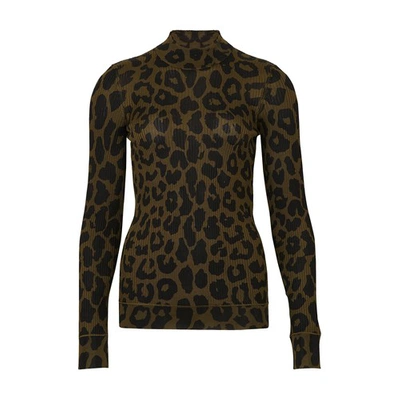 Shop Tom Ford Leopard Knit In Military Green