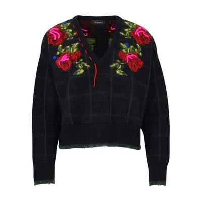 Shop Versace Long Sleeve Sweater In Multicolor