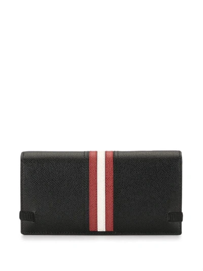 Shop Bally Stripe Detail Clutch Bag In Black