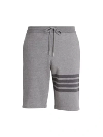 Shop Thom Browne Men's Three Striped Jogger Shorts In Grey