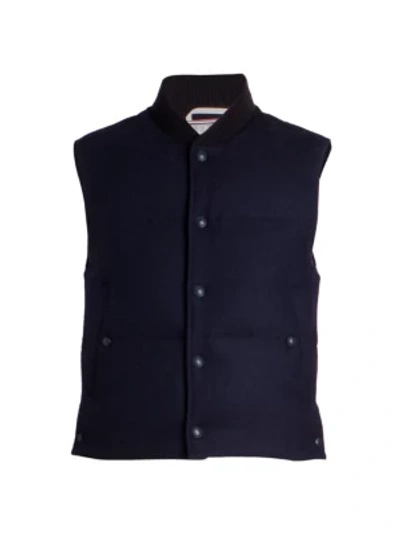 Shop Thom Browne Down-filled Wool Puffer Vest In Navy