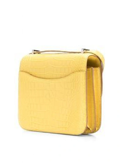 Pre-owned Hermes Hermès Yellow Mimosa Alligator Constance Bag