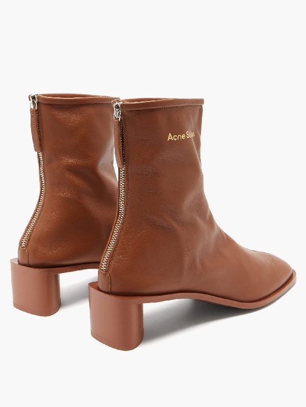 Acne Studios Women's Bertine Square-toe Leather Ankle Boots In Brown ...