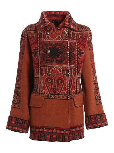 Shop Etro Paisley Pattern Wool Coat Red
