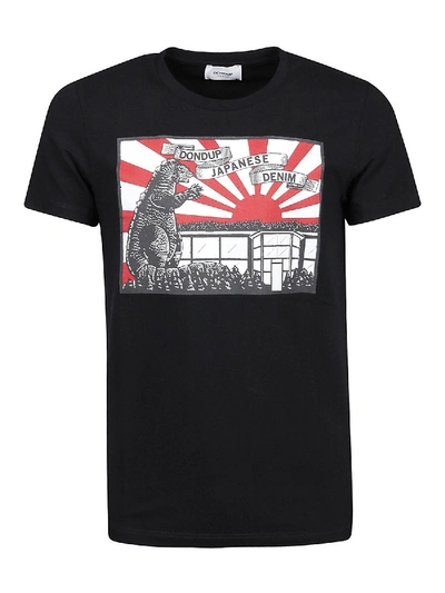 Shop Dondup Japanese Print Cotton T-shirt In Black