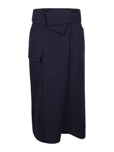 Shop Kenzo Cotton Blend Wrap Skirt In Blue