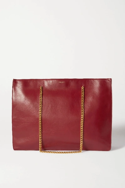 Shop Saint Laurent Medium Leather Tote In Red