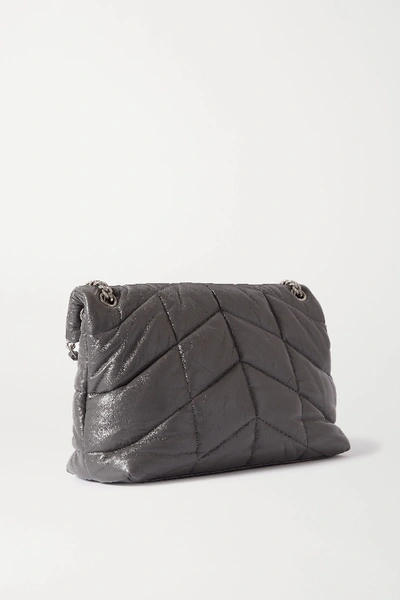 Shop Saint Laurent Loulou Puffer Medium Quilted Leather Shoulder Bag In Dark Gray