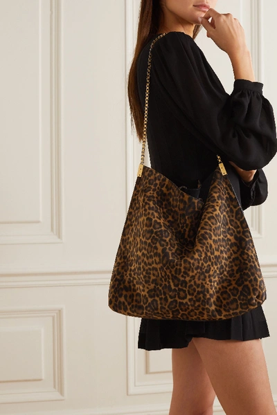 Shop Saint Laurent Suzanne Medium Leopard-print Suede Shoulder Bag In Leopard Print