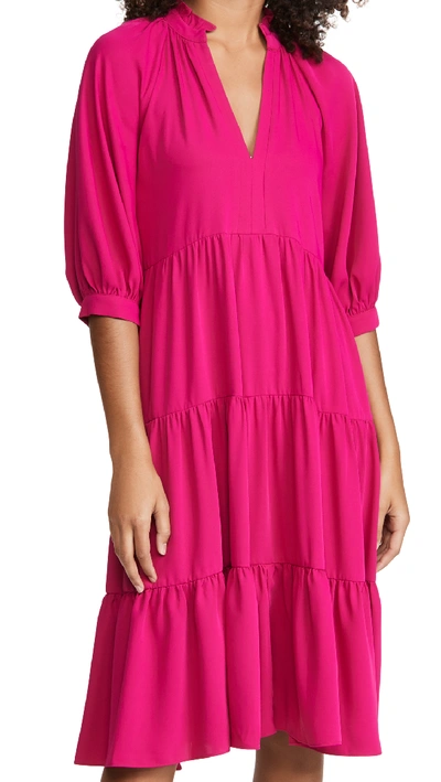 Shop Amanda Uprichard Saffron Midi Dress In Magenta