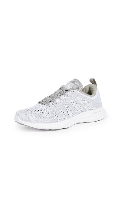 Shop Apl Athletic Propulsion Labs Techloom Pro Sneakers In White/metallic Silver/white