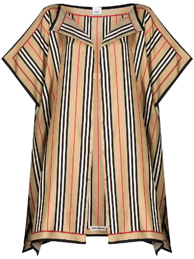 Burberry Icon Checked Silk Cape In Brown