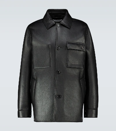 Shop Acne Studios Lopris Bond Leather Shirt Jacket In Black