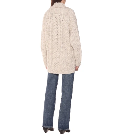 Shop Isabel Marant Étoile Regan Cable-knit Wool Cardigan In Beige