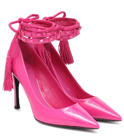 Shop Valentino Rockstud Flair Patent Leather Pumps In Pink