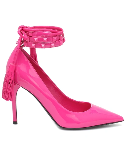 Shop Valentino Rockstud Flair Patent Leather Pumps In Pink