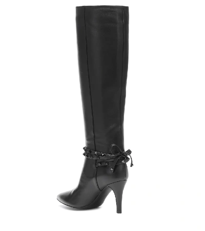 Shop Valentino Rockstud Flair Over-the-knee Leather Boots In Black