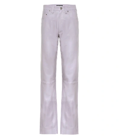 Shop Kwaidan Editions High-rise Straight Leather Jeans In Purple