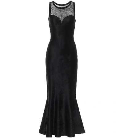 Shop Alaïa Stretch-velvet Gown In Black