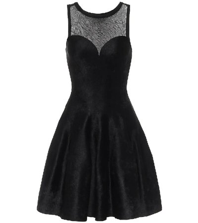 Shop Alaïa Stretch-velvet Minidress In Black