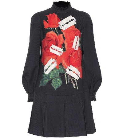 Shop Undercover Printed Wool-blend Minidress In Black