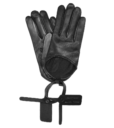 Shop Off-white Leather Gloves In Black