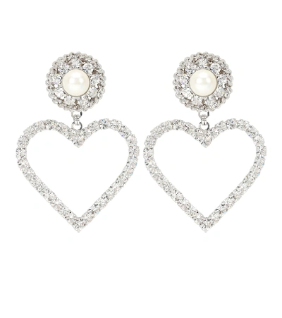 Shop Alessandra Rich Embellished Drop Earrings In Silver