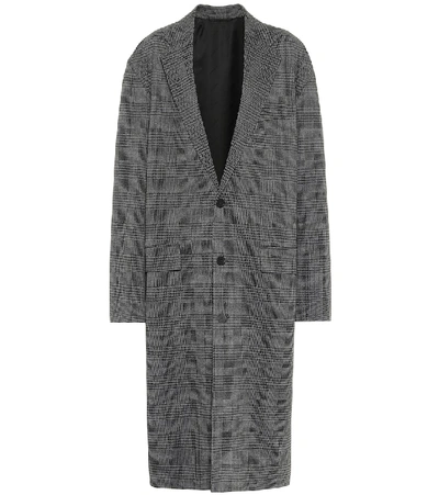 Shop Balenciaga Boxy Checked Coat In Grey