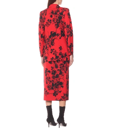 Shop Balenciaga Hourglass Floral Virgin Wool Blazer In Red