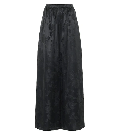 Shop Balenciaga Wide-leg Floral-jacquard Pants In Black
